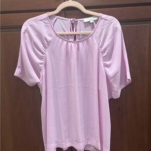 LOFT Purple Puff Sleeve Blouse Relaxed Fit